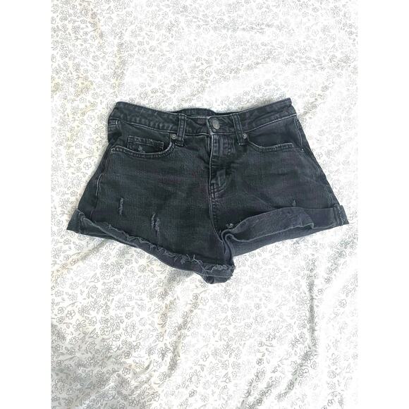 Wild Fable High Rise Black Denim Rolled Cuff Shorts Sz 4 - Picture 1 of 6